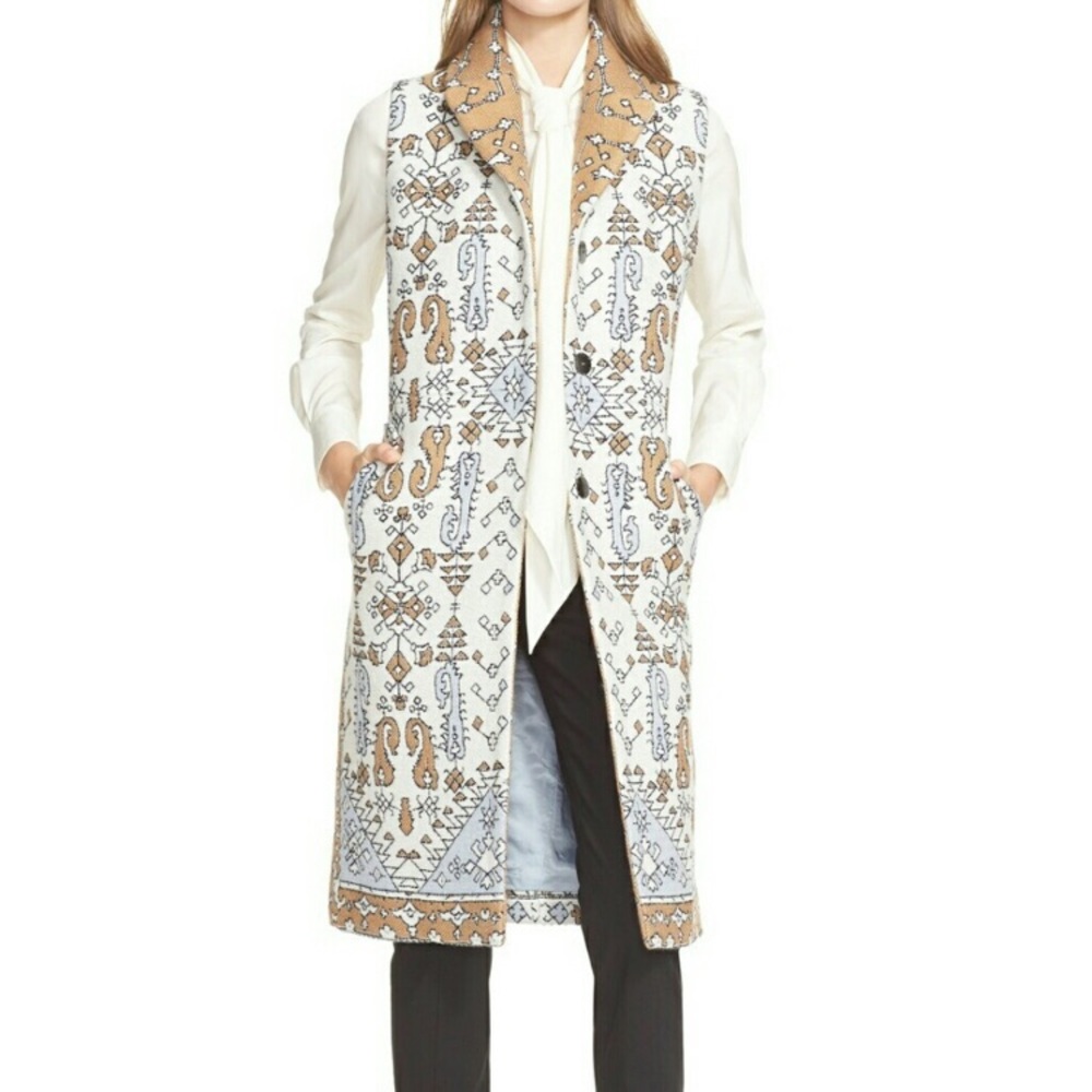 Tory Burch JACQUARD long printed vest.